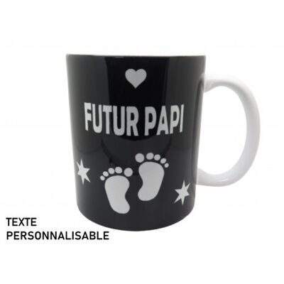 MUG PERSONNALISE PERSONNALISABLE ANNONCE GROSSESSE MAMIE PAPI TONTON NOIR  F de Bm créations