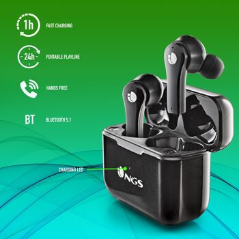 ARTICABLOOMBLACK-Écouteurs intra-auriculaires entièrement sans fil compatibles avec True Wireless Stereo et Bluetooth 5 4
