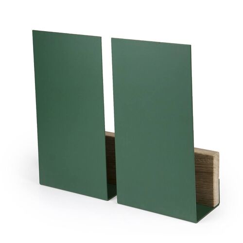 Wall magazine holder, green, metal, oak wood WINGS