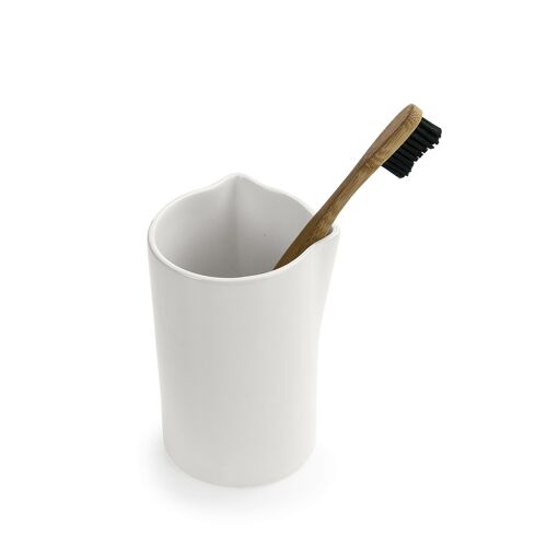 White ceramic toothbrush holder