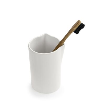 White ceramic toothbrush holder