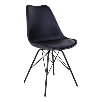 Oslo Dining Chair - en noir avec pieds noirs