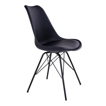 Oslo Dining Chair - en noir avec pieds noirs 3