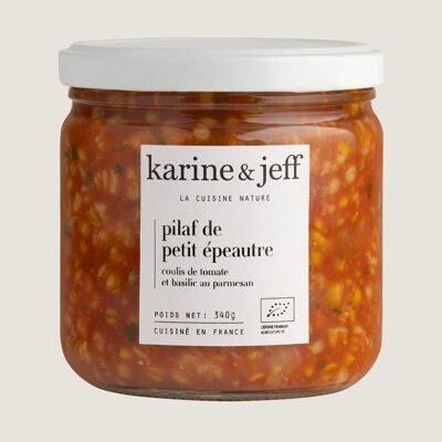 Pilaf de petit épeautre - coulis de tomate et basilic au parmesan