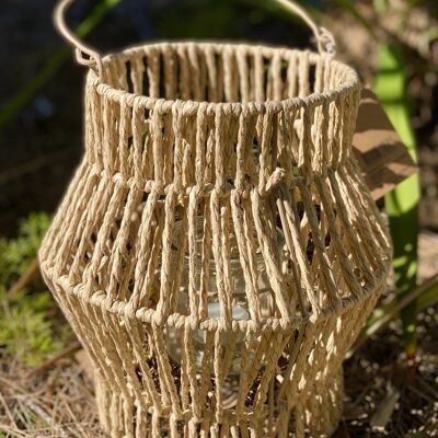 PAPER ROPE LANTERN WITH GLASS