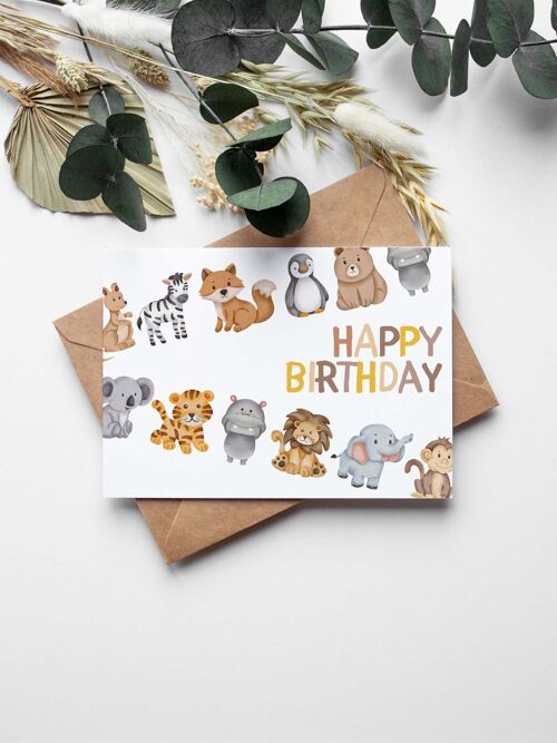 Grußkarte Happy Birthday Zooparade Kinder