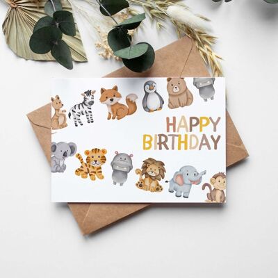 Grußkarte Happy Birthday Zooparade Kinder