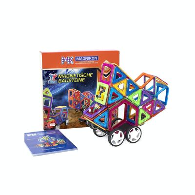 Magnetic Building Blocks MK-40 "The Moon Car", magnet building set with wheels 40 pieces