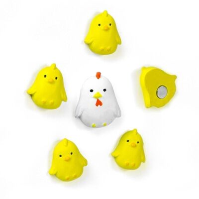 PIOU PIOU MAGNETS - set of 5 chicks and 1 hen