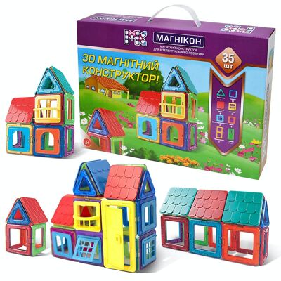 Magnetic Building Blocks, Magnetic Building Set "The Doll House", 35 Pieces, Standard Size, Construction Blocks, Construction Toys
