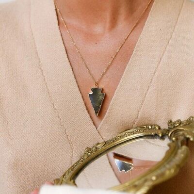 Steel necklace labradorite triangular point pendant