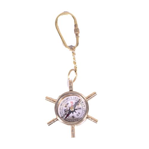 Ship Wheel & Compass Nautical Keychain