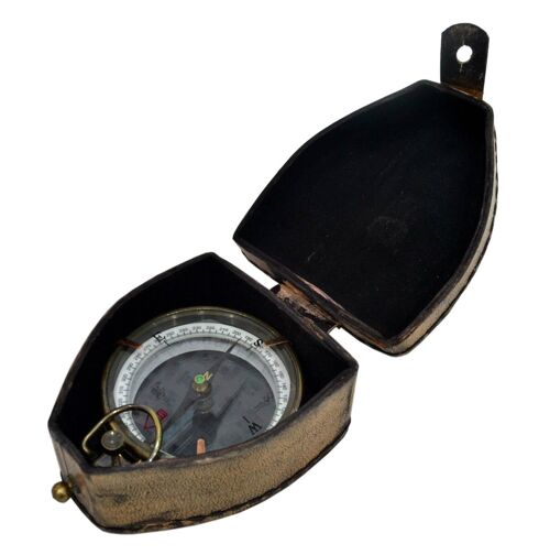 Map Reader Compass with Magnifying Glass in Leather Case Nautical Marine Captain Cabin Compass