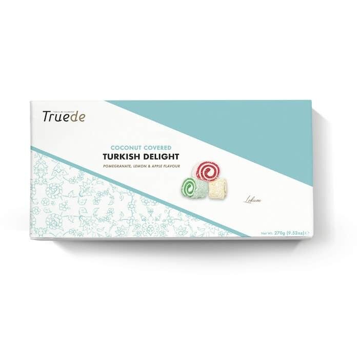 270g Turkish Delight Roll mit Kokosnussüberzug - Granatapfel-, Zitronen- und Apfelgeschmack