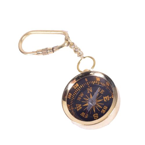 Brass Compass Nautical Keychain