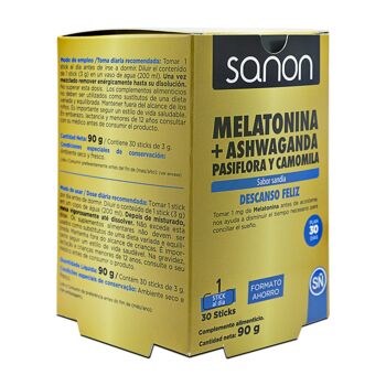 SANON Mélatonine + Ashwanda - Passiflore et Camomille 30 sticks saveur pastèque 1