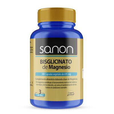 SANON Magnesium Bisglycinat 300 pflanzliche Kapseln mit 550 mg