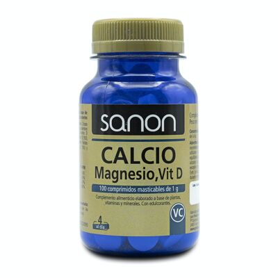 SANON Calcio, Magnesio y Vitamina D 100 comprimidos de 1 g