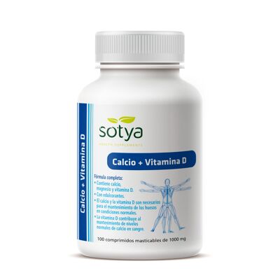 SOTYA Calcio + Vitamina D3 100 comprimidos masticables 1gr