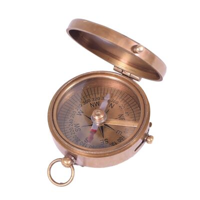 Brújula de reloj de sol de bolsillo náutico de latón estilo antiguo