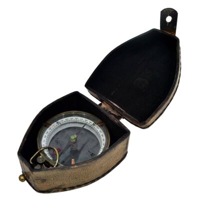 Marine-Kompass im Vintage-Stil mit Lederetui