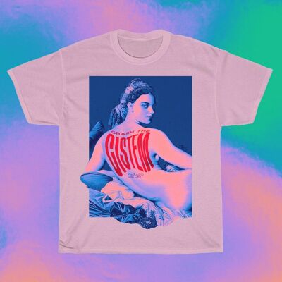 CRASH THE CISTEM - Unisex-LGBTQ-T-Shirt, grafischer Trans-Kunstdruck, buntes nicht binäres Oberteil, Queer-Pride-Kleidung, individuelles Design.