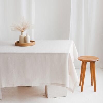 Linen Tablecloth with Mitered Corners • WHITE SAND 142x142cm