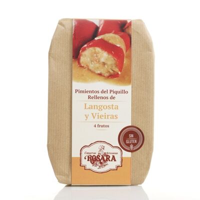 PEPERONI RIPIENI DI ARAGOSTA E CAPESANTE 4 UNITÀ LATTINA A-F 270 ml.