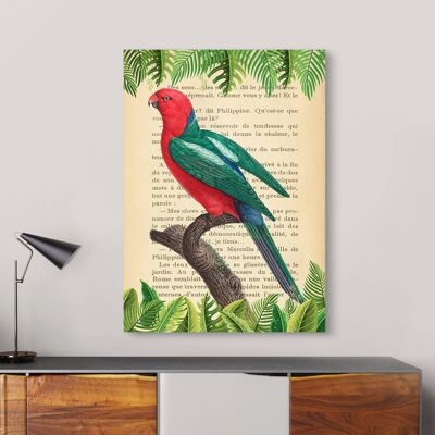 Modern painting with parrots, print on canvas: Stef Lamanche, The Australian king parrot