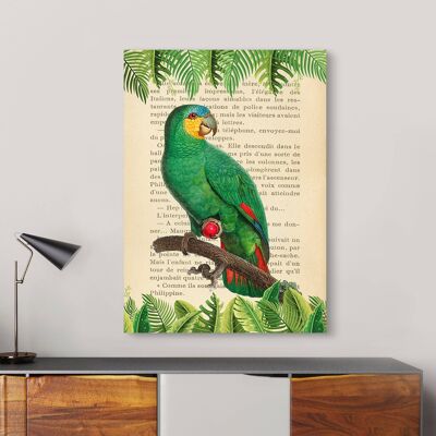 Modern painting with birds, canvas print: Stef Lamanche, The Orange-Winged Amazon