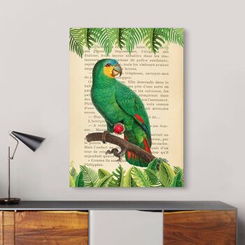 Tableau moderne avec oiseaux, impression sur toile : Stef Lamanche, L'Amazone aux ailes oranges 3