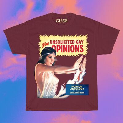 OPINIONI GAY - T-shirt con stampa grafica unisex, Top da donna da uomo retrò, regali Queer vintage, fumetti pulp, streetwear personalizzato di Halloween