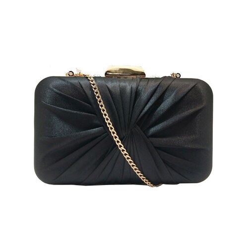 Marie Metallic Box Clutch With Twist Front