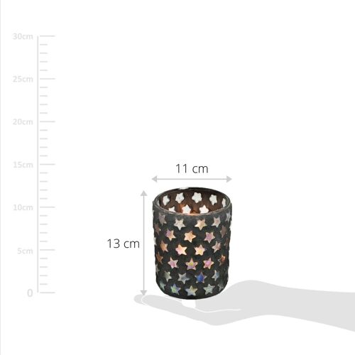Teelichtglas Sterne (H 13 cm) Teelichthalter, Kerzenhalter, Glas für Teelicht, Windlicht