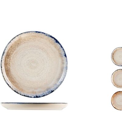 Atisanal bread plate in assorted color stoneware cm 14.