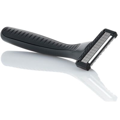 Wet razor Elegant Glide razor blades with precision trimmer, tiltable oscillating head, multi-grip handle insert, no-touch blade attachment system, nano-blade technology, system razor, razor