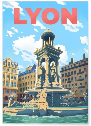 Affiche illustration de la ville de Lyon - 3 5
