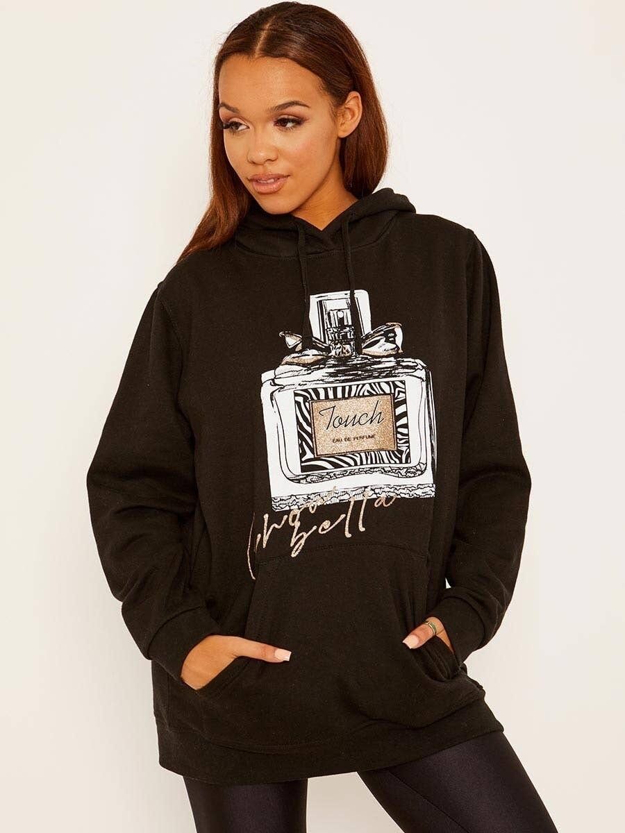 Felpa con cappuccio in pile con grafica profumata