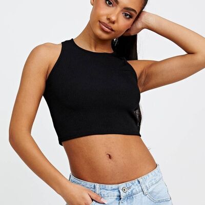 Schlichtes, geripptes Crop-Top mit Weste