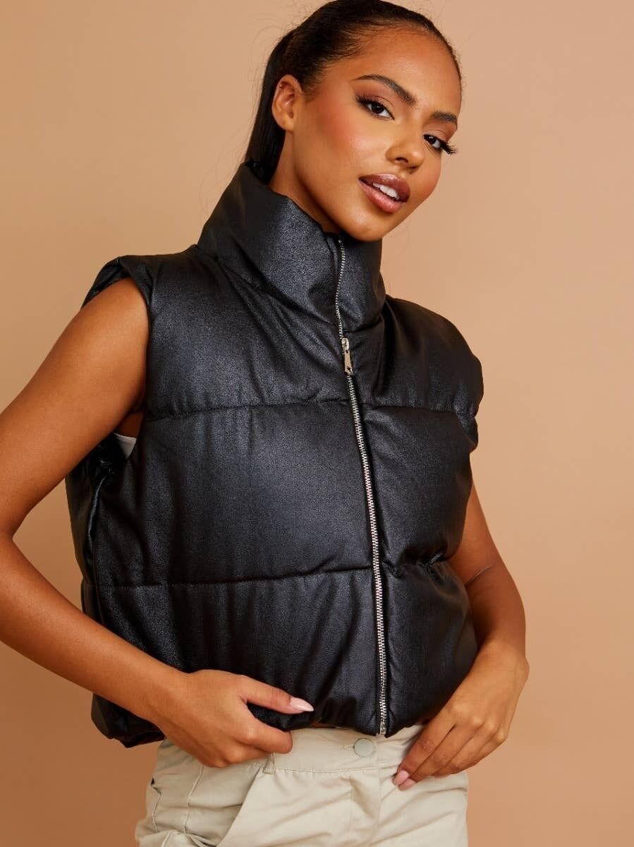 Gilet corto imbottito in piuma d'oca