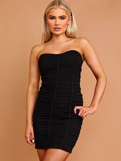 Ruched Mesh Bandeau Dress