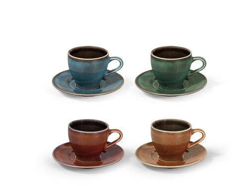 Tazza caffè con piatto Marrakesh in stoneware decorato cc 120.