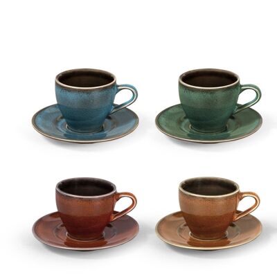 Marrakesh coffee cup with plate in decorated stoneware cc 120.