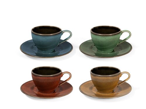 Tazza the con piatto Marrakesh in stoneware decorato cc 240.