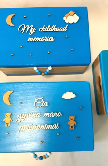 Memory Box "Souvenirs d'enfance", bleu 2