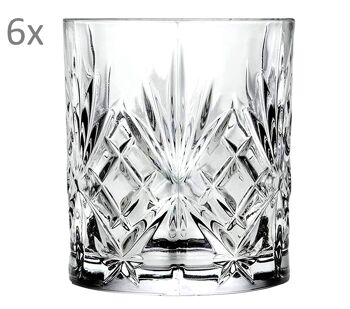 RCR Melodia set de 6 verres à eau, verres à whisky, cristal Luxion, décor taillé, H 9,5 cm, ø 8 cm, 310 ml 1