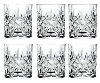 RCR Melodia set de 6 verres à eau, verres à whisky, cristal Luxion, décor taillé, H 9,5 cm, ø 8 cm, 310 ml 2