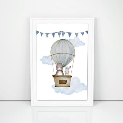 Poster "Heißluftballon" weißer Rahmen, Format A4
