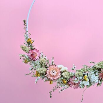 La couronne de fleurs séchées 'Rose et Jaune' taille M 1