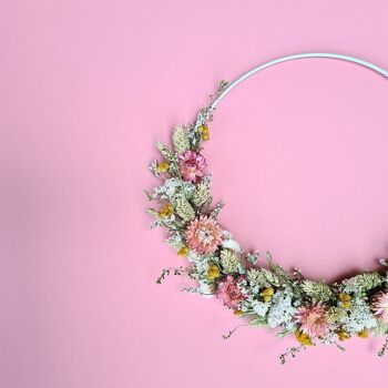 La couronne de fleurs séchées 'Rose et Jaune' taille M 4